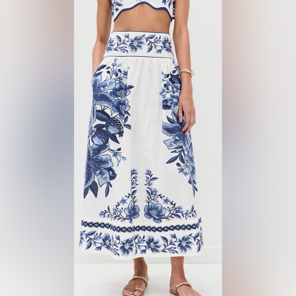 FARM Rio Blue Floral Maxi skirt
